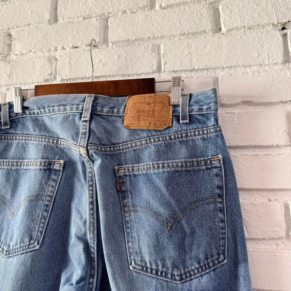 Vintage 90s Levi’s 505 Red Tab Straight Leg Faded Denim Jeans Made in USA 36x28